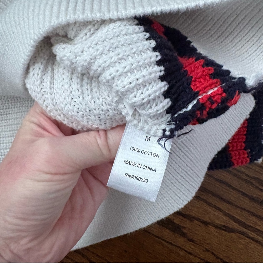Lottie Moss Mock Neck Sweater with Red and Navy Stripes - Picture 4 of 6